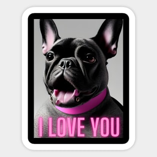 Cute French Bulldog Quote I Love You Sticker